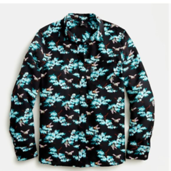 j crew silk classic-fit botanical bees Sz 10 NWT